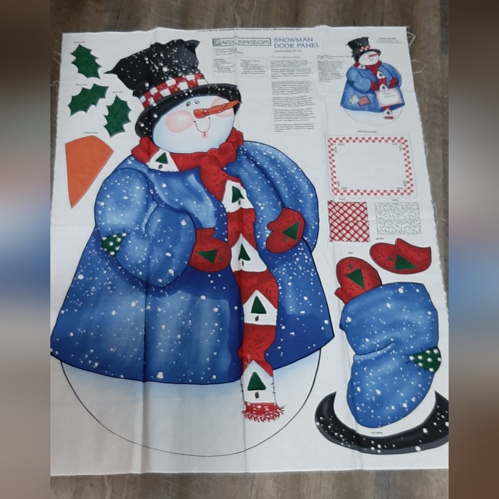 New Vintage Daisy Kingdom Snowman Cotton Fabric Door Panel 1997 NOS Sewing